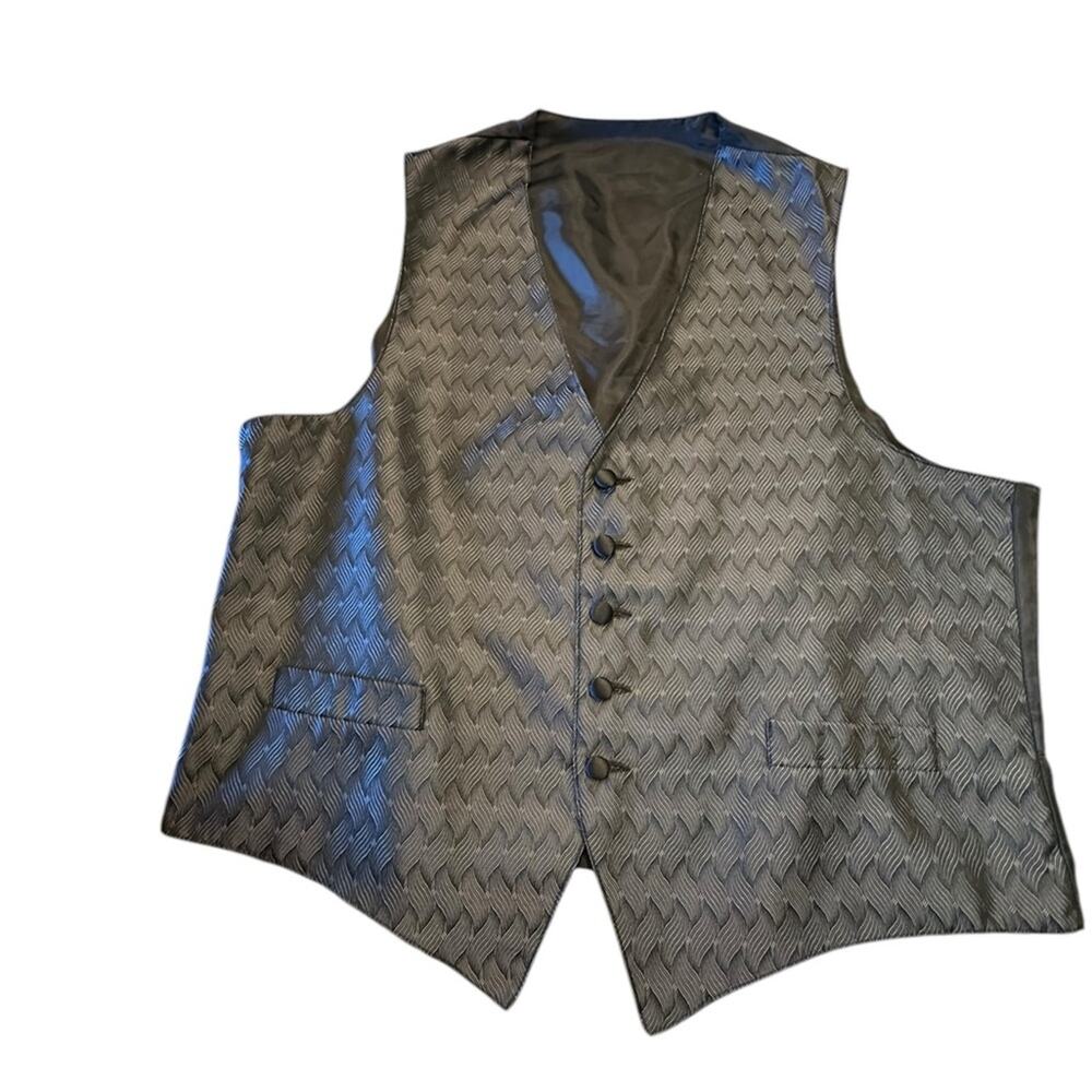 Neil Allyn Mens Large Stylish Gray Tuxedo Vest with Satin Button Closure